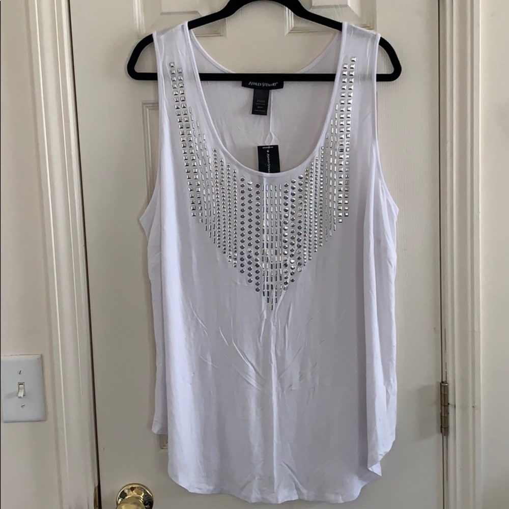 Ashley Stewart Sleeveless Top with Silver Grommets